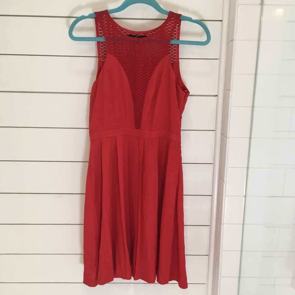 Mod cloth red mesh dress